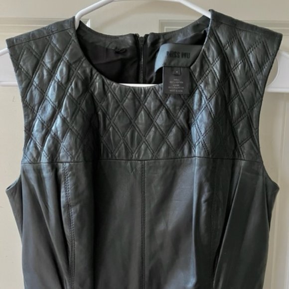 MISS WU: WOMENS HIGHER-END 100% LEATHER 'FIT & FLARE' DRESS-SIZE 4 - Picture 4 of 8